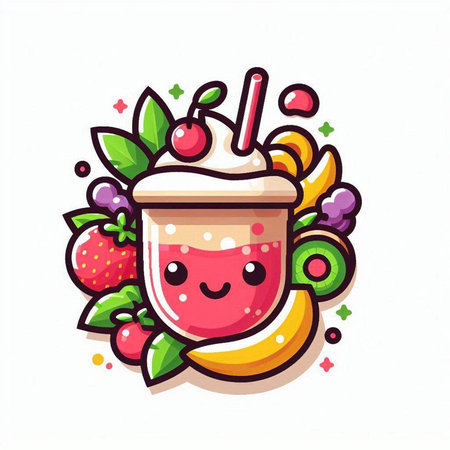 Fruit smoothie cartoon vector illustration. Cute smoothie iconのイラスト素材