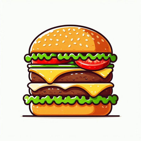 Hamburger icon isolated on white background. Fast food vector illustration.のイラスト素材