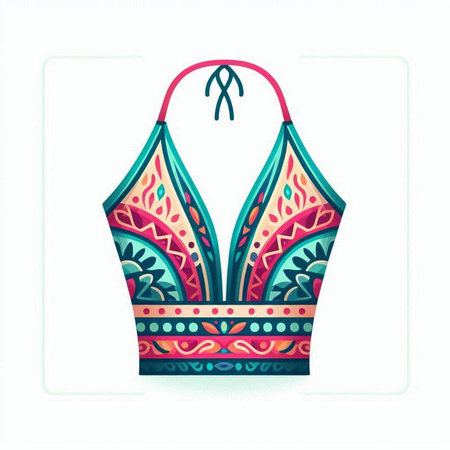 Colorful swimsuit isolated on white background. Vector illustration in doodle style.のイラスト素材