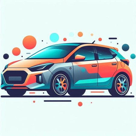Modern car with colorful abstract background. Vector illustration. Eps 10.のイラスト素材