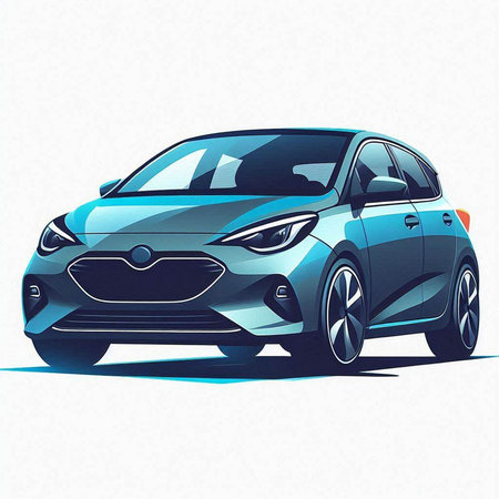 blue car on a white background, vector illustration, eps 10のイラスト素材