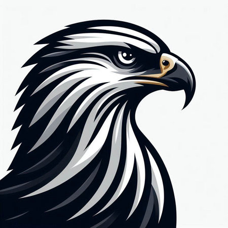 eagle head vector illustration in black and white colors on white backgroundのイラスト素材