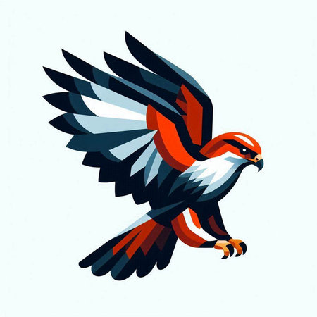 Illustration of a flying eagle on a white background. Vector illustrationのイラスト素材