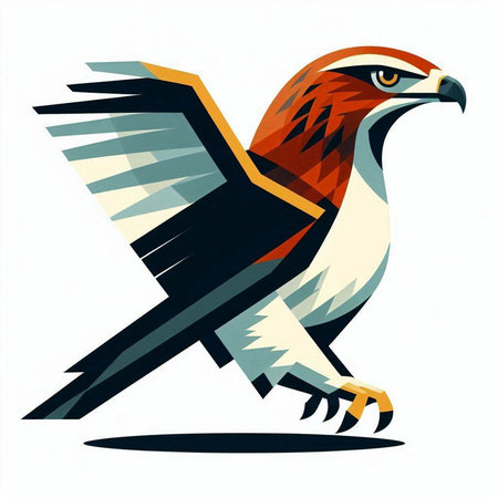Eagle vector illustration. Stylized hawk on a white background.のイラスト素材