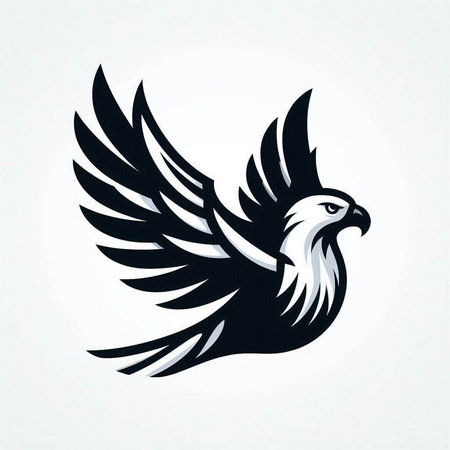 Eagle head with wings on a white background. Vector illustration.のイラスト素材