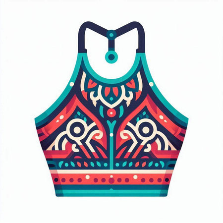 Ethnic patterned dress. Vector illustration in a flat style.のイラスト素材