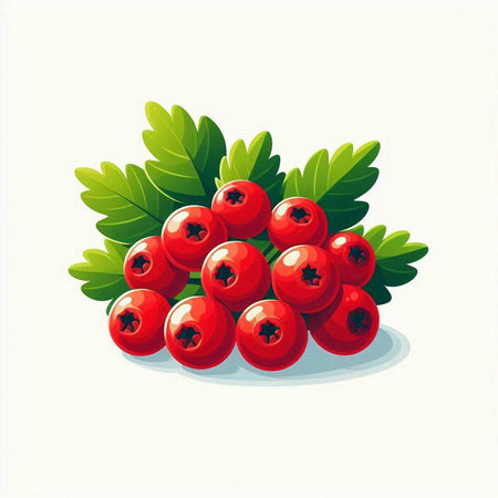 Bunch of red currant with green leaves. Vector illustration.のイラスト素材