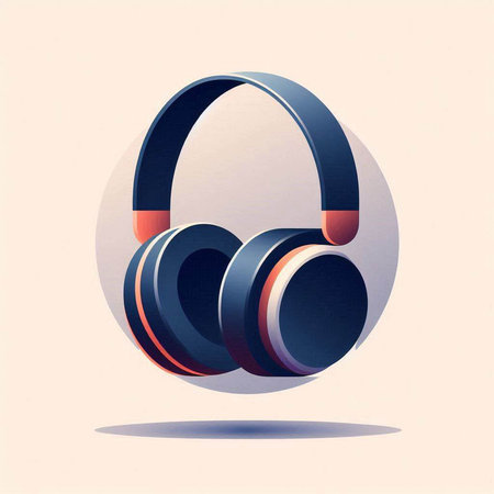 Headphones icon. 3d illustration. Vintage style. Music concept.のイラスト素材
