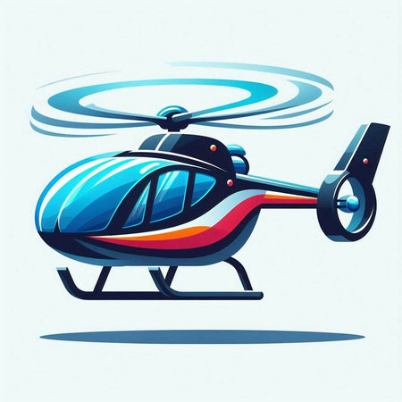 Helicopter vector illustration, isolated on blue background. Vector illustration.のイラスト素材