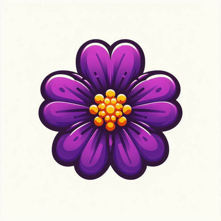 Purple flower on a white background. Vector illustration in cartoon style.のイラスト素材