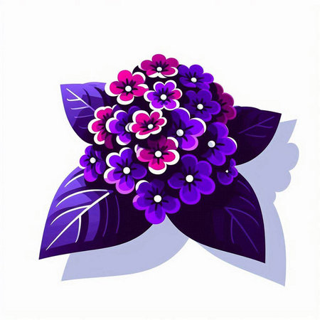 Illustration of a purple hydrangea on a white backgroundのイラスト素材