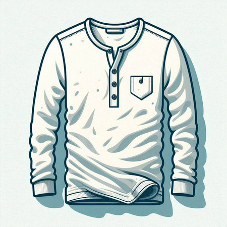 Illustration of a long sleeve sweater with a label on a white backgroundのイラスト素材
