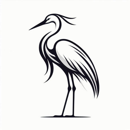silhouette of heron on a white background. vector illustrationのイラスト素材