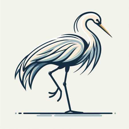 Vector illustration of a stork in a flat style on a light backgroundのイラスト素材