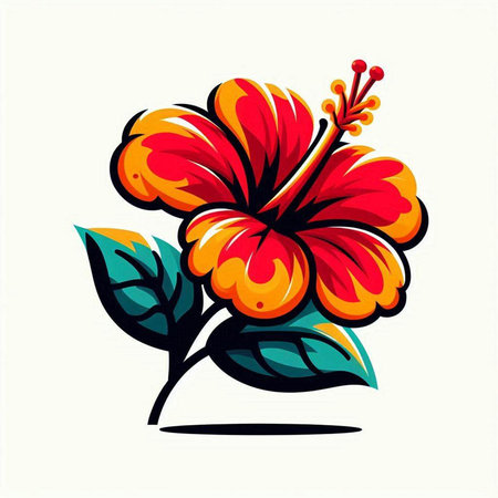 Hibiscus flower vector illustration on white background. Vector illustration.のイラスト素材