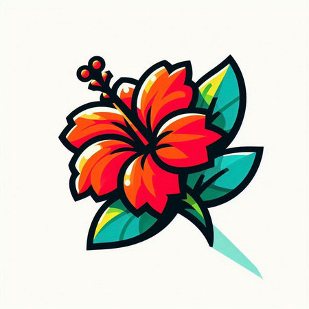 Hibiscus flower on white background. Isolated vector illustration.のイラスト素材