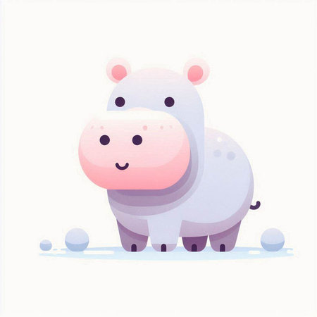 Cute hippopotamus. Vector illustration in a flat style.のイラスト素材