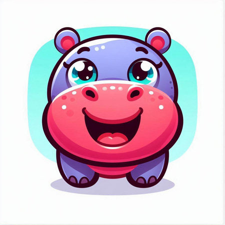 Cute hippo cartoon on white background. Vector illustration design.のイラスト素材