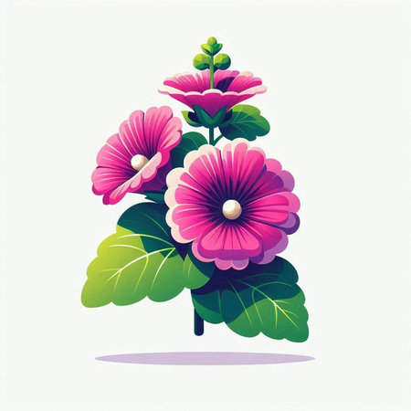 Beautiful pink flowers isolated on a white background. Vector illustration.のイラスト素材