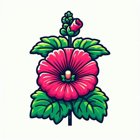 Hibiscus flower vector illustration isolated on a white background.のイラスト素材