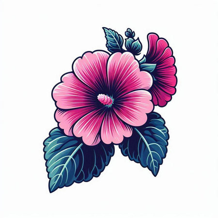 Hibiscus flower. Vector illustration isolated on white background.のイラスト素材