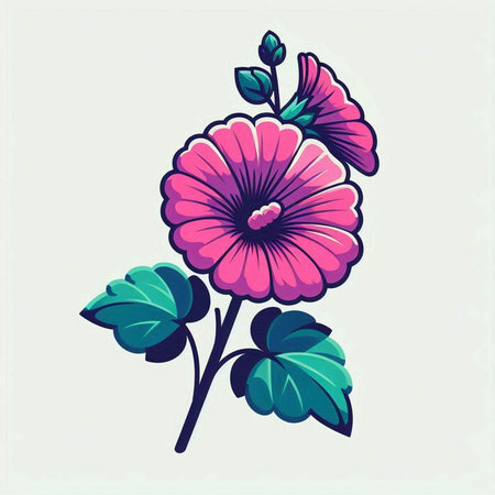 Vintage vector illustration of a magenta hibiscus flowerのイラスト素材