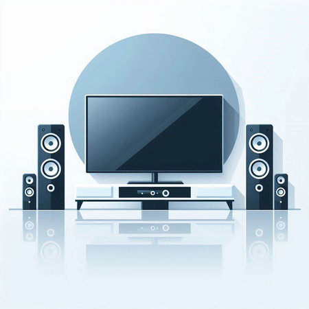 Home theater system with speakers on the white background. Vector illustration.のイラスト素材