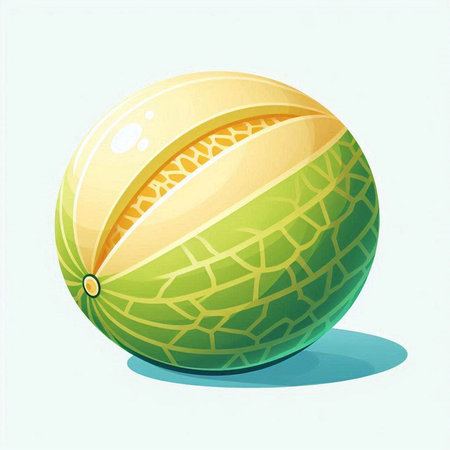 Illustration of a melon on a white background, vector illustrationのイラスト素材