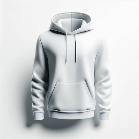 Blank white hoodie mockup on white background. 3D renderingのイラスト素材