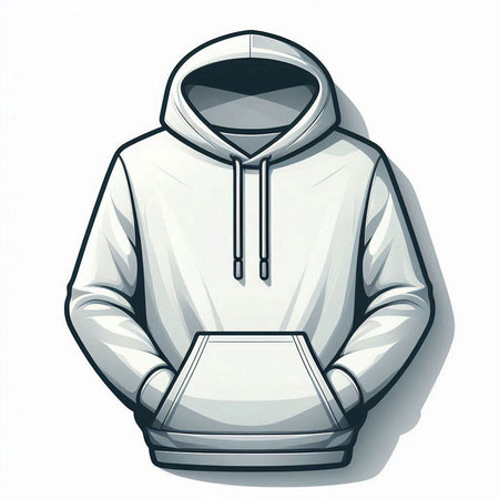 Vector illustration of a white hoodie with a hood on a white backgroundのイラスト素材