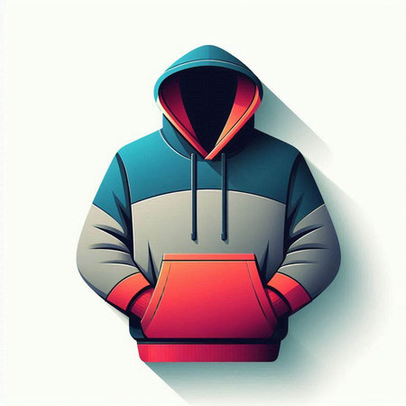 Illustration of a hooded sweatshirt with a hood on a white backgroundのイラスト素材