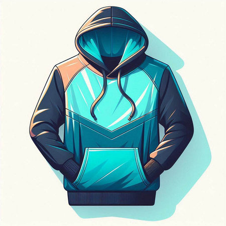 Hooded man in a blue hoodie. Vector illustration.のイラスト素材