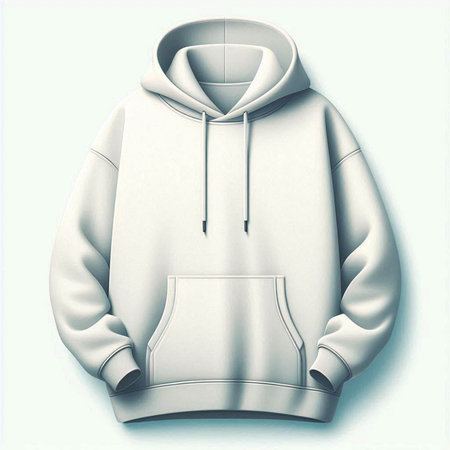 Blank white hoodie template on white background. 3d renderingのイラスト素材