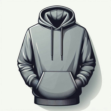 Illustration of a black hoodie with a hood on a white backgroundのイラスト素材