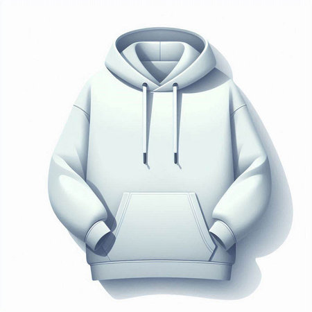 White hoodie on a white background. 3D illustration. 3D rendering.のイラスト素材