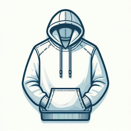 Stylized illustration of a hooded sweatshirt on a white backgroundのイラスト素材