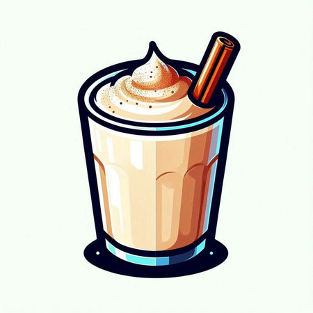 Coffee with whipped cream in a glass. Vector illustration.のイラスト素材