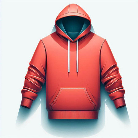 Red hoodie on a white background. 3d illustration. Mock upのイラスト素材