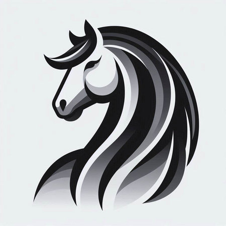 Horse head with long mane on a white background. Vector illustrationのイラスト素材