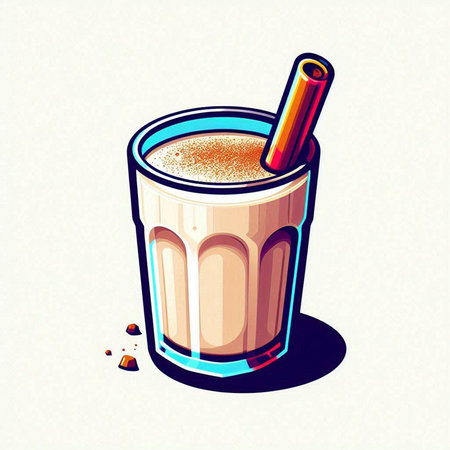Coffee with cinnamon in a glass cup. Vector illustration.のイラスト素材