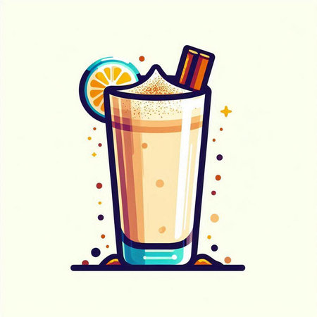 Cocktail with orange and cinnamon. Vector illustration in cartoon style.のイラスト素材