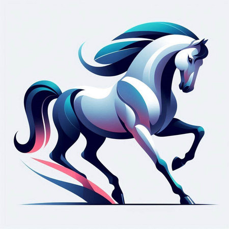 Vector illustration of a horse with a long mane in the windのイラスト素材