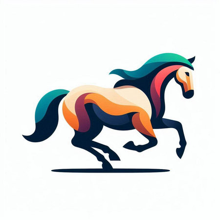 Horse vector illustration. Colorful horse silhouette on white background.のイラスト素材