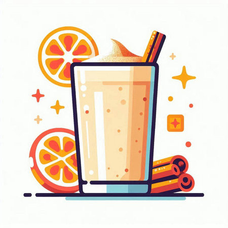 Orange smoothie. Vector illustration in flat style on white background.のイラスト素材