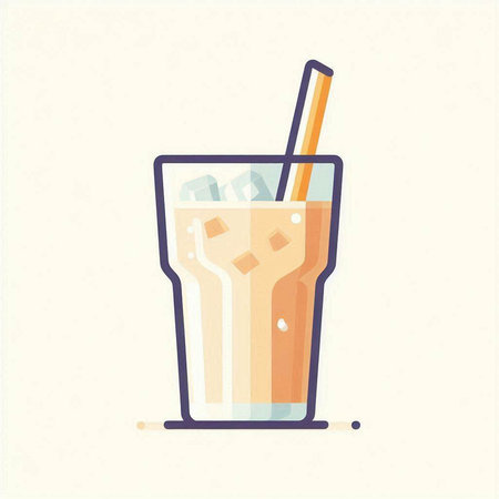 Iced coffee in a glass with a straw. Vector illustration.のイラスト素材