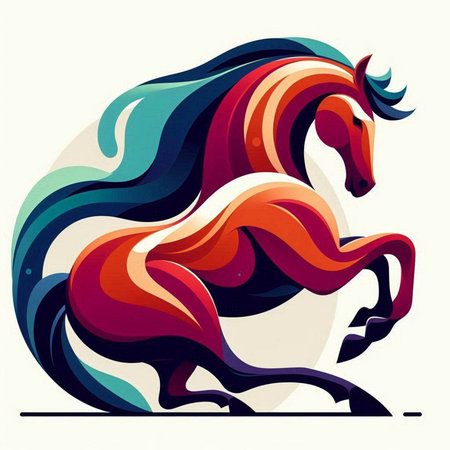 Horse in abstract style. Vector illustration. Colorful horse.のイラスト素材