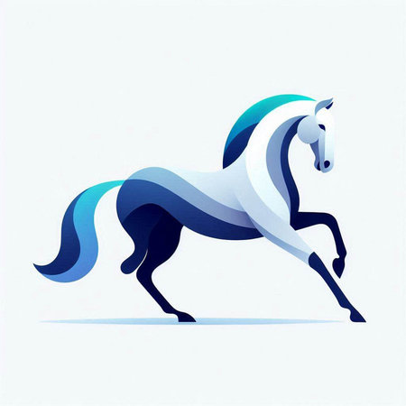 Vector image of a horse in the form of a wave on a white backgroundのイラスト素材