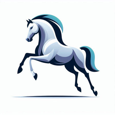 Vector image of a horse running on a white background. Illustration of a horseのイラスト素材