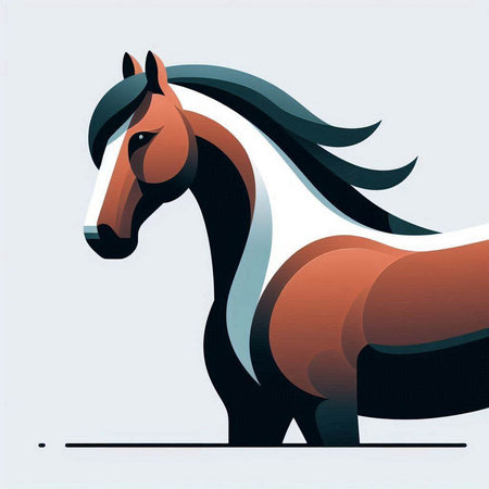 Horse head. Vector illustration of a horse with a long mane.のイラスト素材