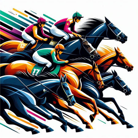 Horse race, jockeys and jockeys vector illustrationのイラスト素材